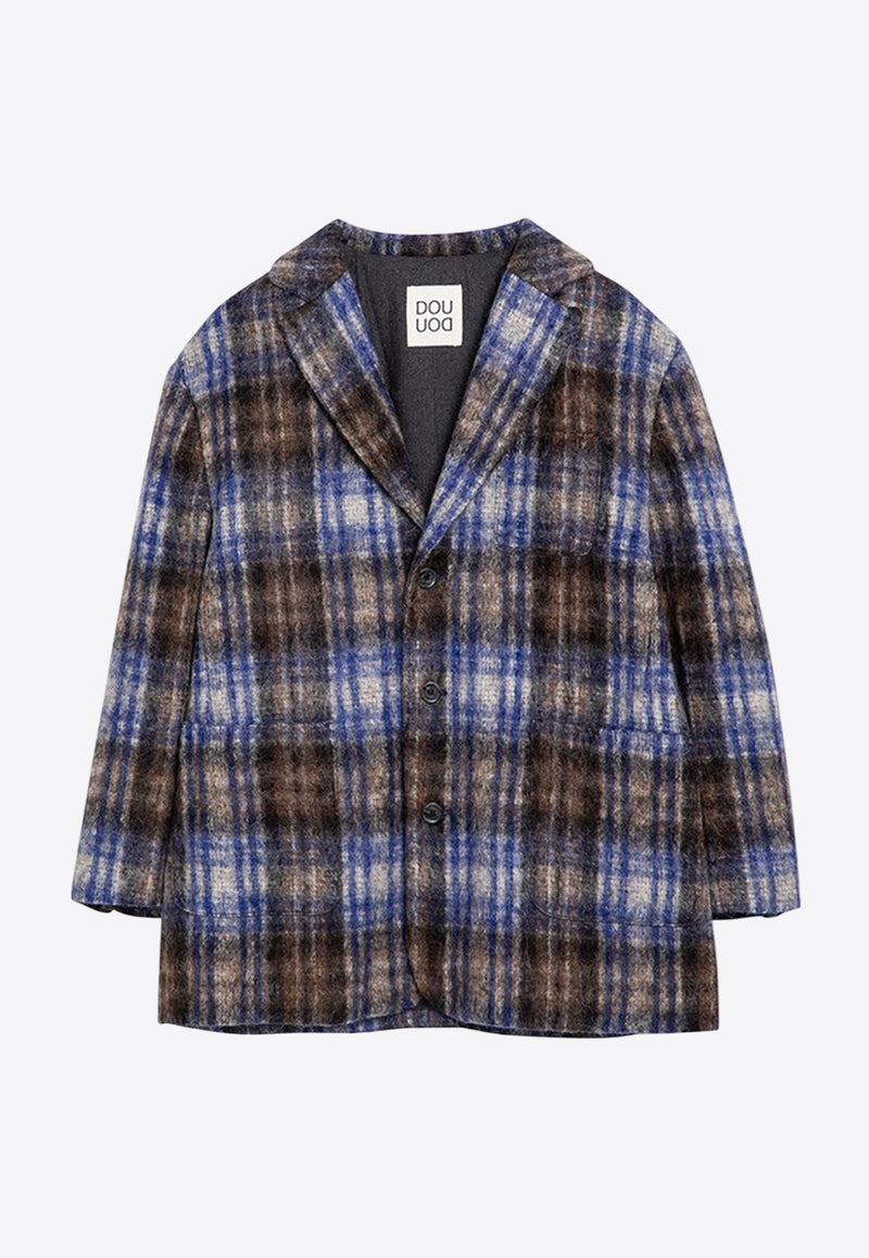 Douuod Kids Girls Single-Breasted Checked Coat Multicolor DV2P54-AE0196/P_DOUD-904BL