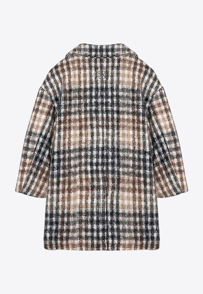 Douuod Kids Girls Single-Breasted Checked Coat Brown DV2P80-AE0195/P_DOUD-119GR