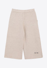 Douuod Kids Girls Logo Embroidered Wide-Leg Pants Beige DV6A61-BZ2484/P_DOUD-870