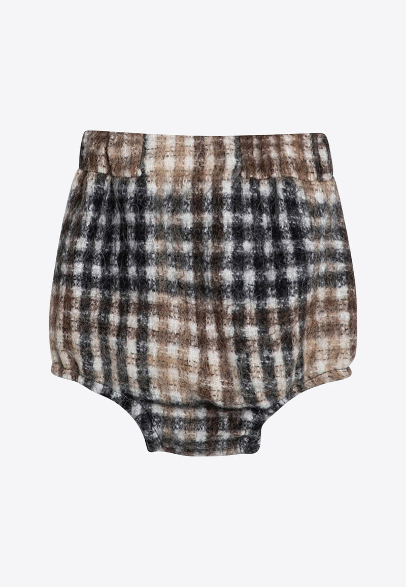 Douuod Kids Girls Checked Mini Shorts Brown DV6B09-BE0195/P_DOUD-119GR