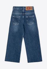 Douuod Kids Girls Washed Denim Pants Blue DV6P50-AZ1951/P_DOUD-620