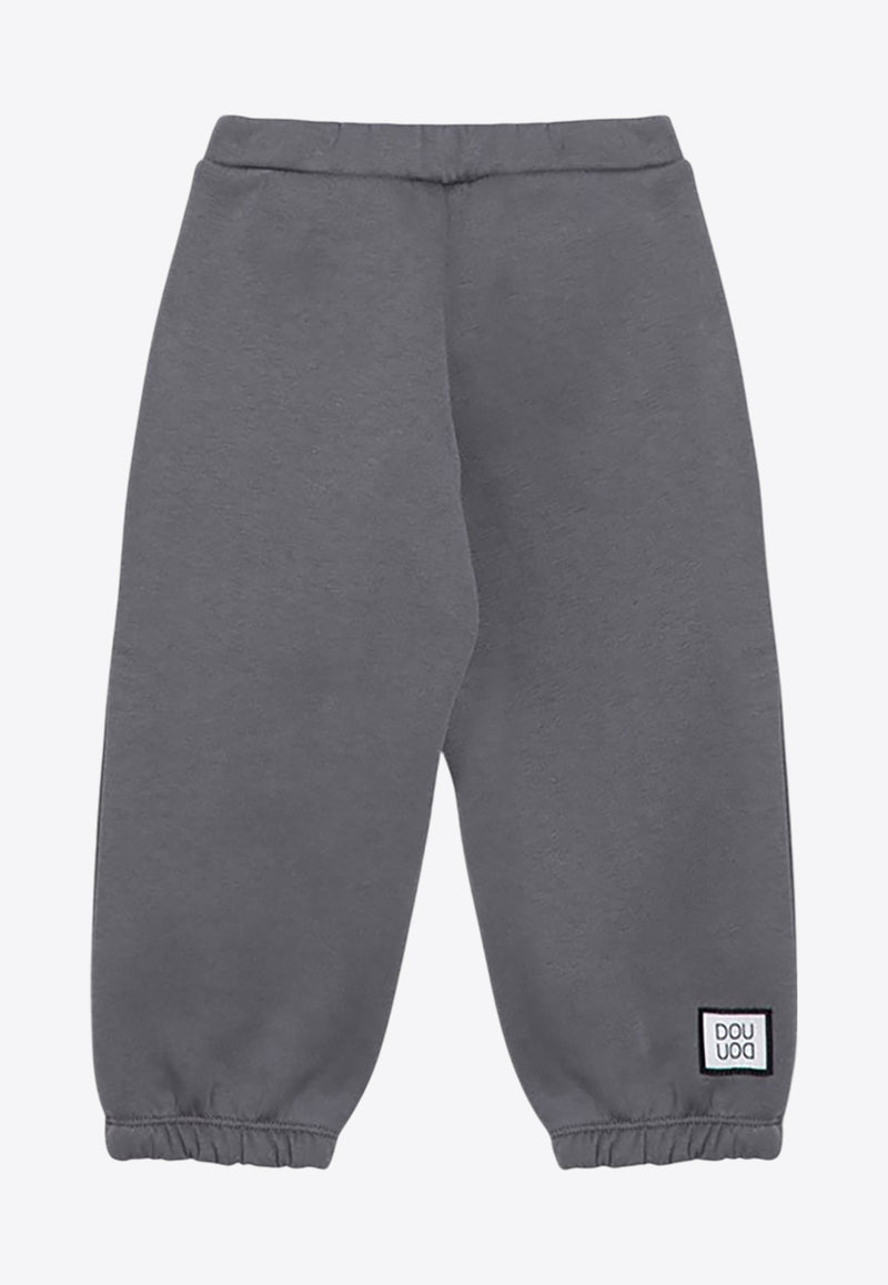 Douuod Kids Girls Logo Embroidered Track Pants Gray DV6P80-AZ2502/P_DOUD-929