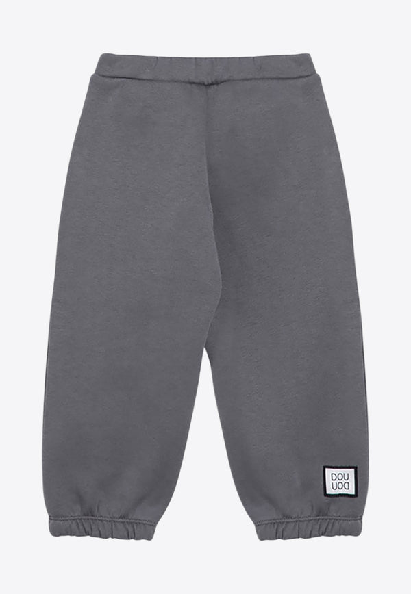 Douuod Kids Girls Logo Embroidered Track Pants Gray DV6P80-BZ2502/P_DOUD-929