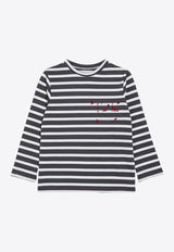 Douuod Kids Girls Long-Sleeved Stripe T-shirt Gray DV8P50-CZ2522/P_DOUD-929AV