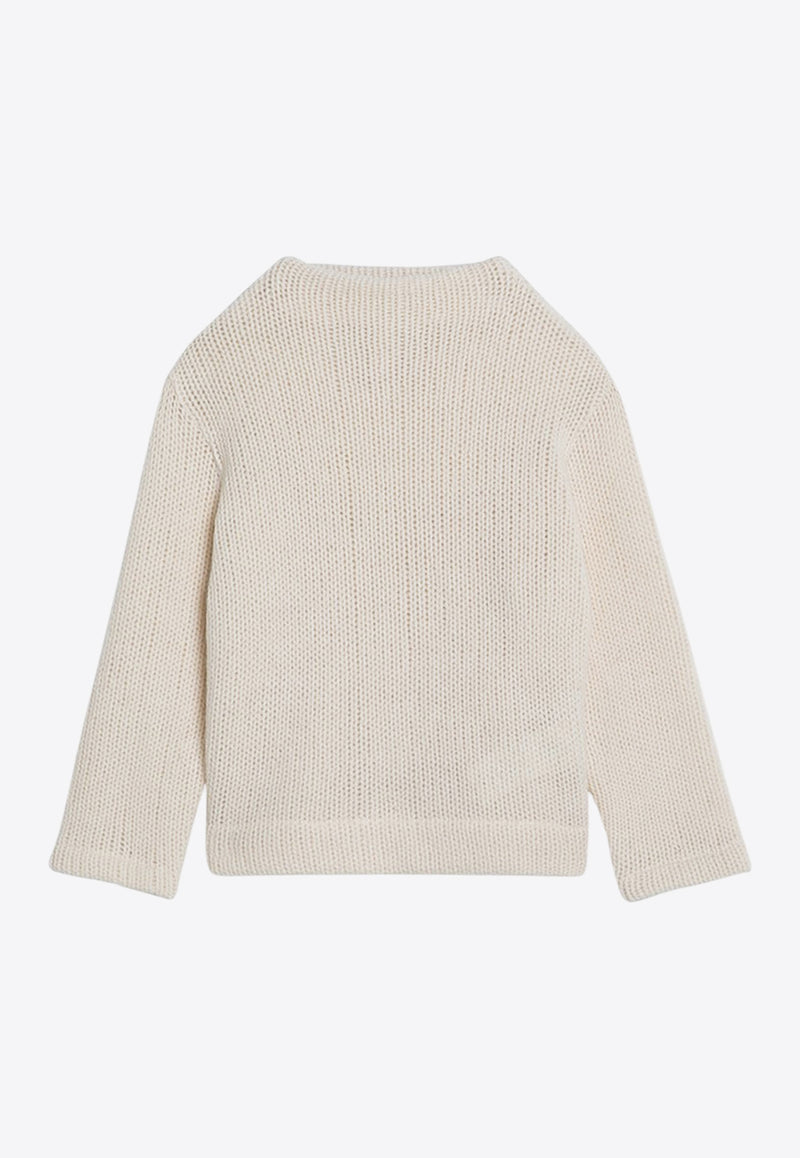 Douuod Kids Girls Wool-Blend Knitted Sweater Ivory DV9A10-AQ0071/P_DOUD-102