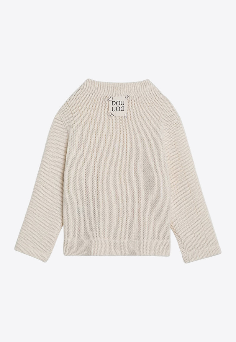 Douuod Kids Girls Wool-Blend Knitted Sweater Ivory DV9A10-AQ0071/P_DOUD-102