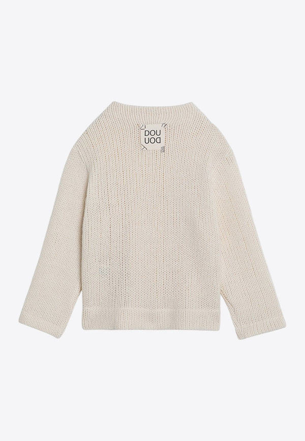 Douuod Kids Girls Wool-Blend Knitted Sweater Ivory DV9A10-BQ0071/P_DOUD-102