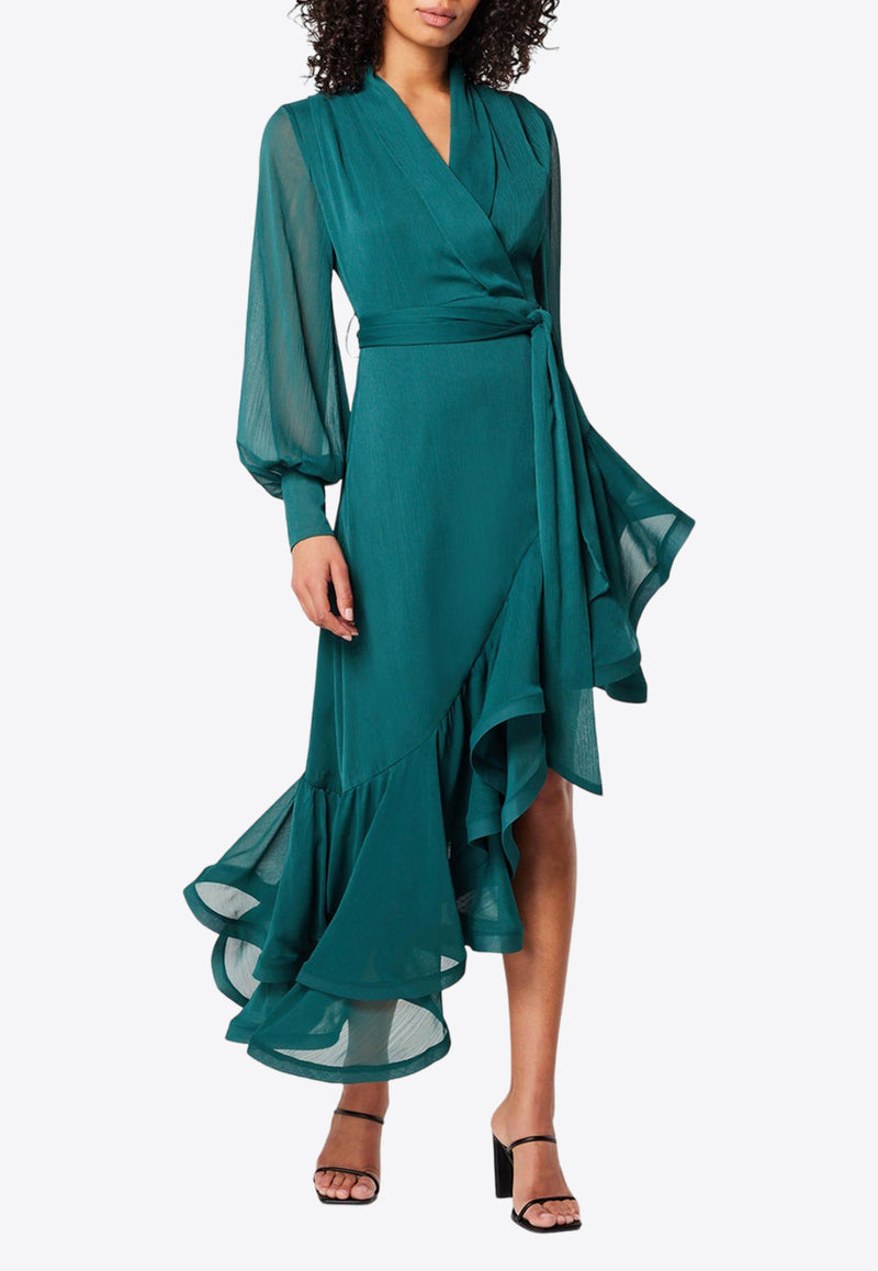 Elliatt Genevieve Asymmetric Ruffled Dress Green EB1052110DARK GREEN