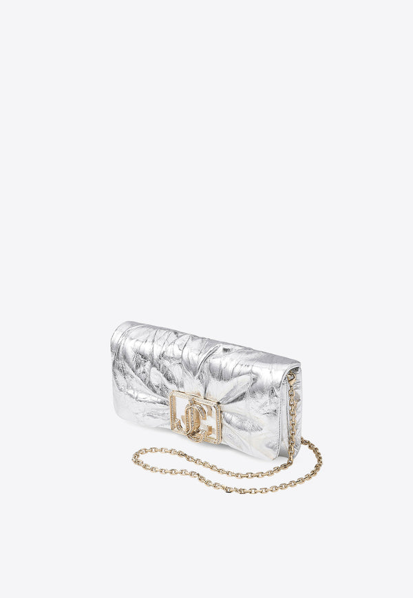 Jimmy Choo Mini Edie Vintage Leather Chain Clutch Silver EDIE WALLET/CHN DAO SILVER/LIGHT GOLD