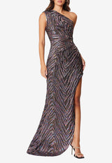 Elliatt Mikayla Jacquard Mesh One-Shoulder Gown Black EH3102415BLACK MULTI