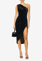 Elliatt Solene One-Shoulder Velvet Midi Dress Black EH3102424BLACK