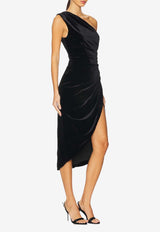 Elliatt Solene One-Shoulder Velvet Midi Dress Black EH3102424BLACK