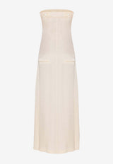 Mehtap Elaidi Layered Strapless Midi Dress Ivory