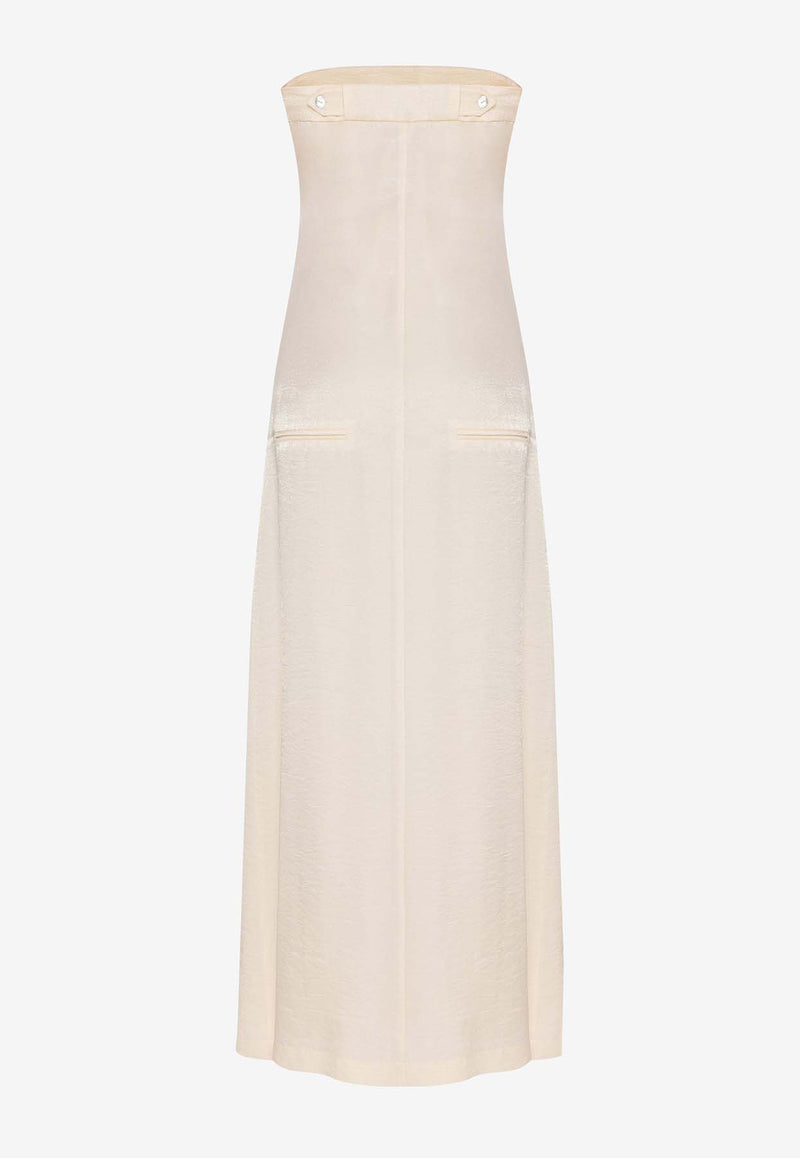 Mehtap Elaidi Layered Strapless Midi Dress Ivory