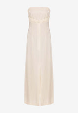 Mehtap Elaidi Layered Strapless Midi Dress Ivory