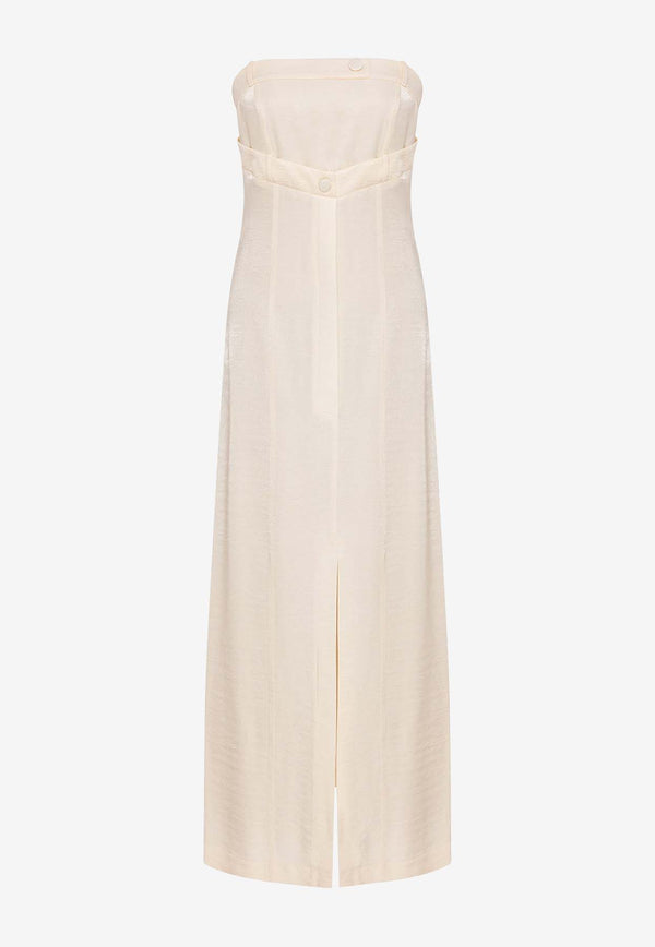 Mehtap Elaidi Layered Strapless Midi Dress Ivory