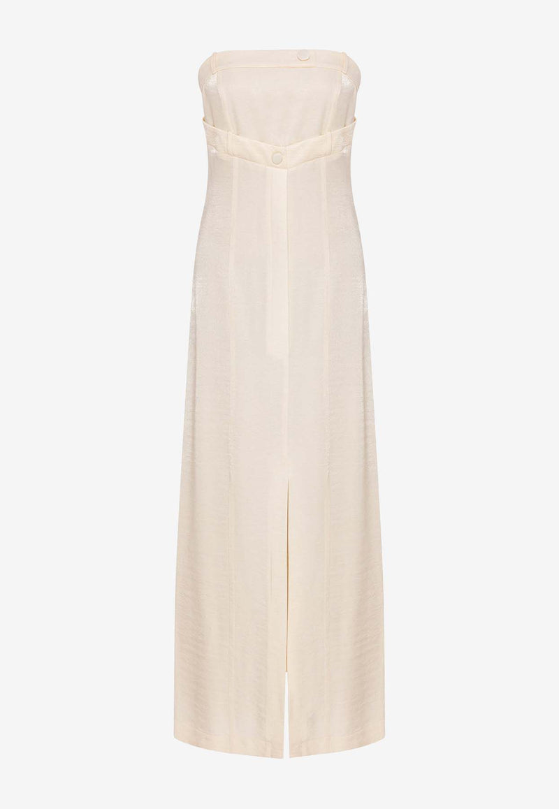 Mehtap Elaidi Layered Strapless Midi Dress Ivory