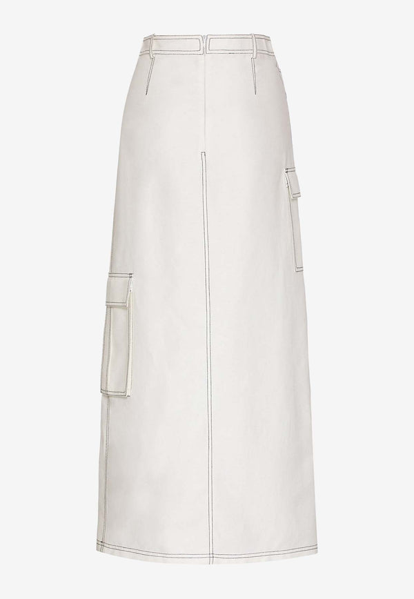 Mehtap Elaidi Layered Cargo Maxi Skirt White