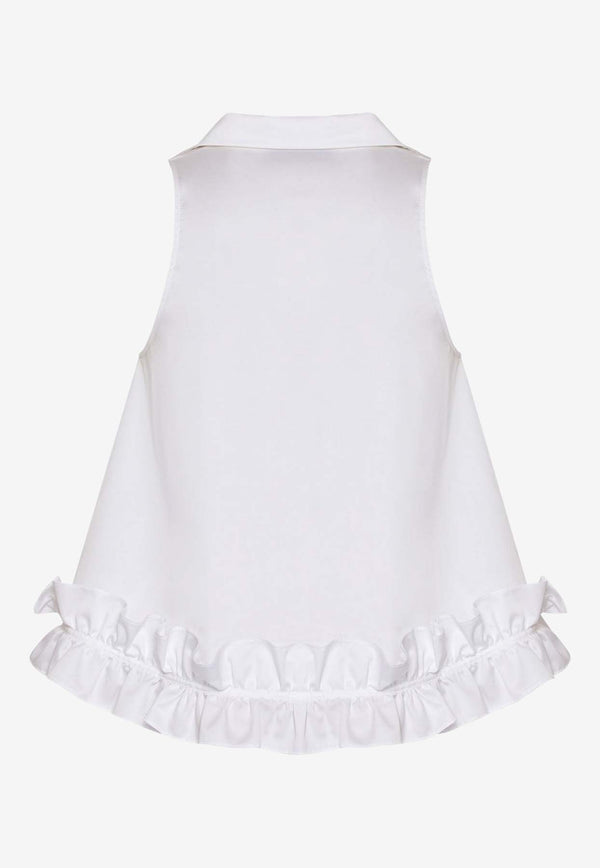 Mehtap Elaidi Sade Sleeveless Ruffles Blouse White