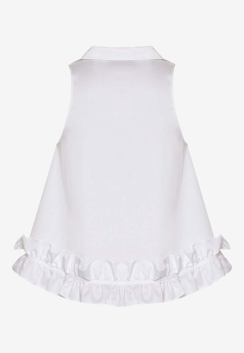 Mehtap Elaidi Sade Sleeveless Ruffles Blouse White