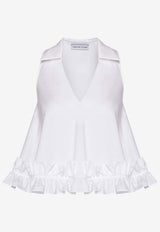 Mehtap Elaidi Sade Sleeveless Ruffles Blouse White