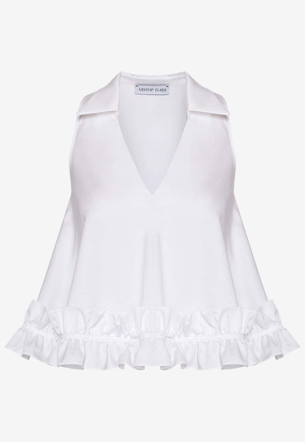 Mehtap Elaidi Sade Sleeveless Ruffles Blouse White