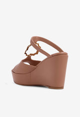 Malone Souliers Elie 95 Wedge Sandals in Leather ELIE WEDGE 95-3 NUDE