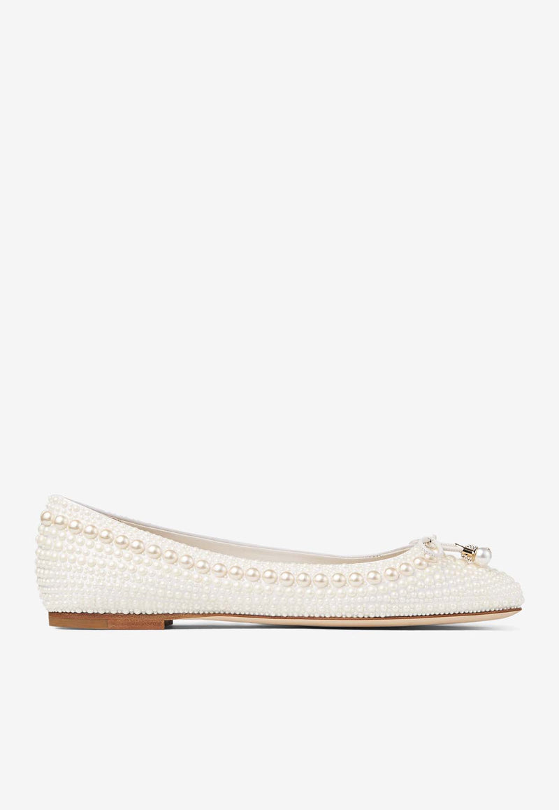 Jimmy Choo Elme Pearl Embellished Flats ELME FLAT WOZ WHITE/WHITE