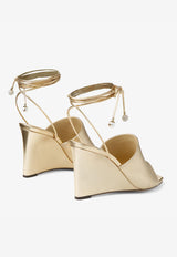 Jimmy Choo Elyna 85 Wedge Sandals in Metallic Nappa Leather ELYNA 85 MNA GOLD