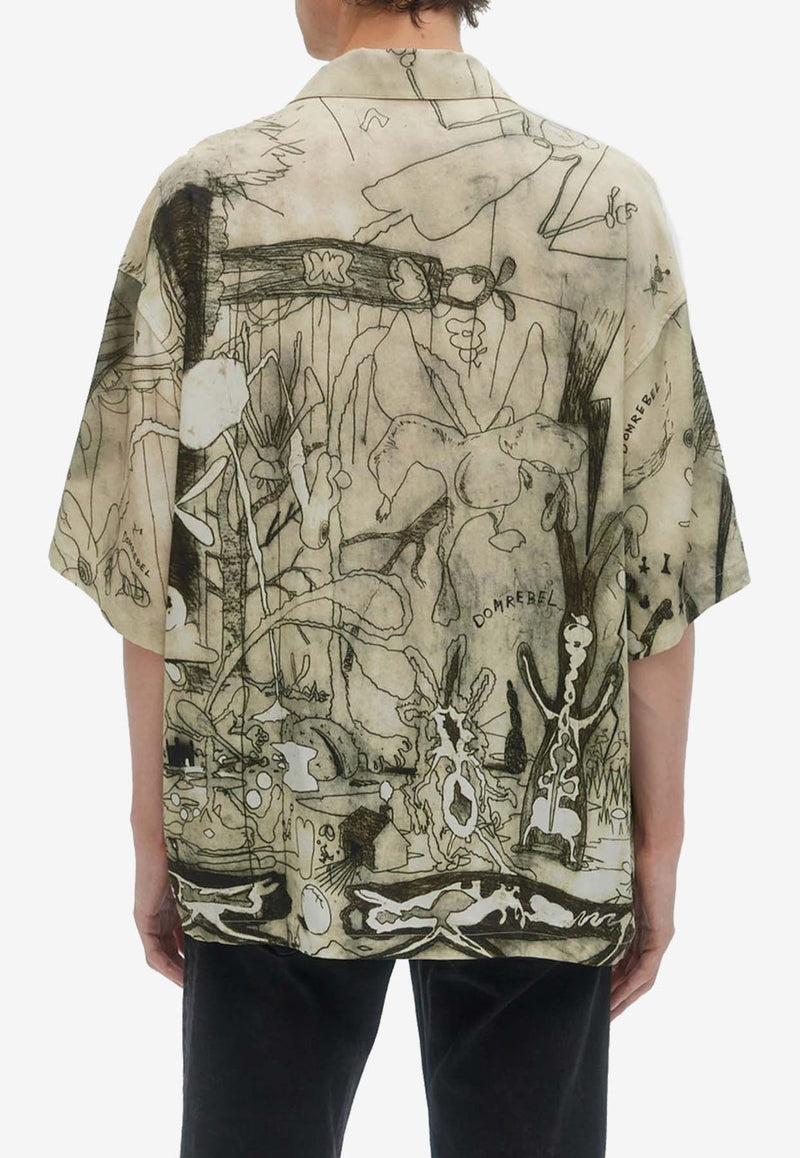 Dom Rebel Elysium Short Sleeved Printed Shirt Beige ELYSIUMCAMP COLLAR SHIRTBEIGE