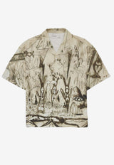 Dom Rebel Elysium Short Sleeved Printed Shirt Beige ELYSIUMCAMP COLLAR SHIRTBEIGE