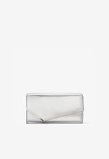 Jimmy Choo Emmie Clutch in Mirror Fabric EMMIE MIF SILVER