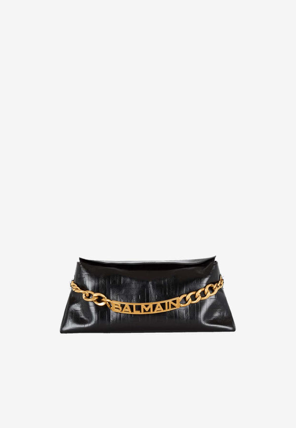 Balmain, HNKW, SS25, Women, Bags, Clutch Bags, Shoulder Bags, Crossbody Bags 1945 Embossed Monogram Clutch Bag
 Black EN1LQ955LETFBLACK