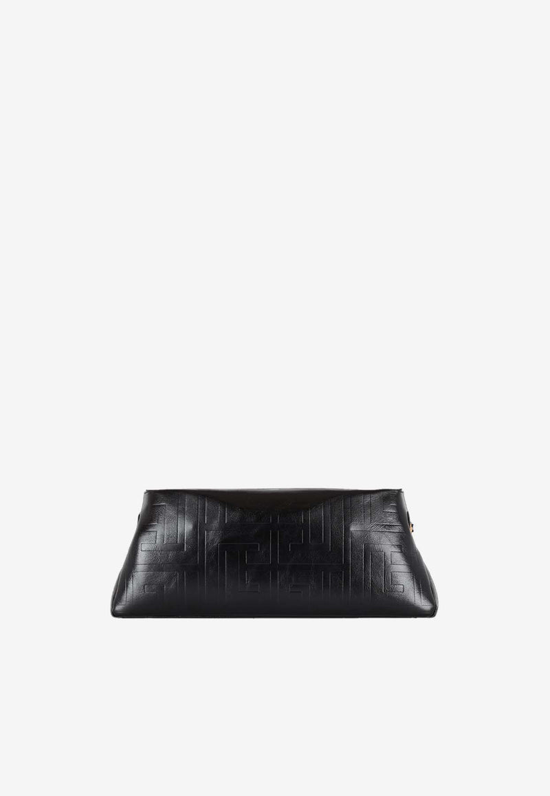 Balmain, HNKW, SS25, Women, Bags, Clutch Bags, Shoulder Bags, Crossbody Bags 1945 Embossed Monogram Clutch Bag
 Black EN1LQ955LETFBLACK