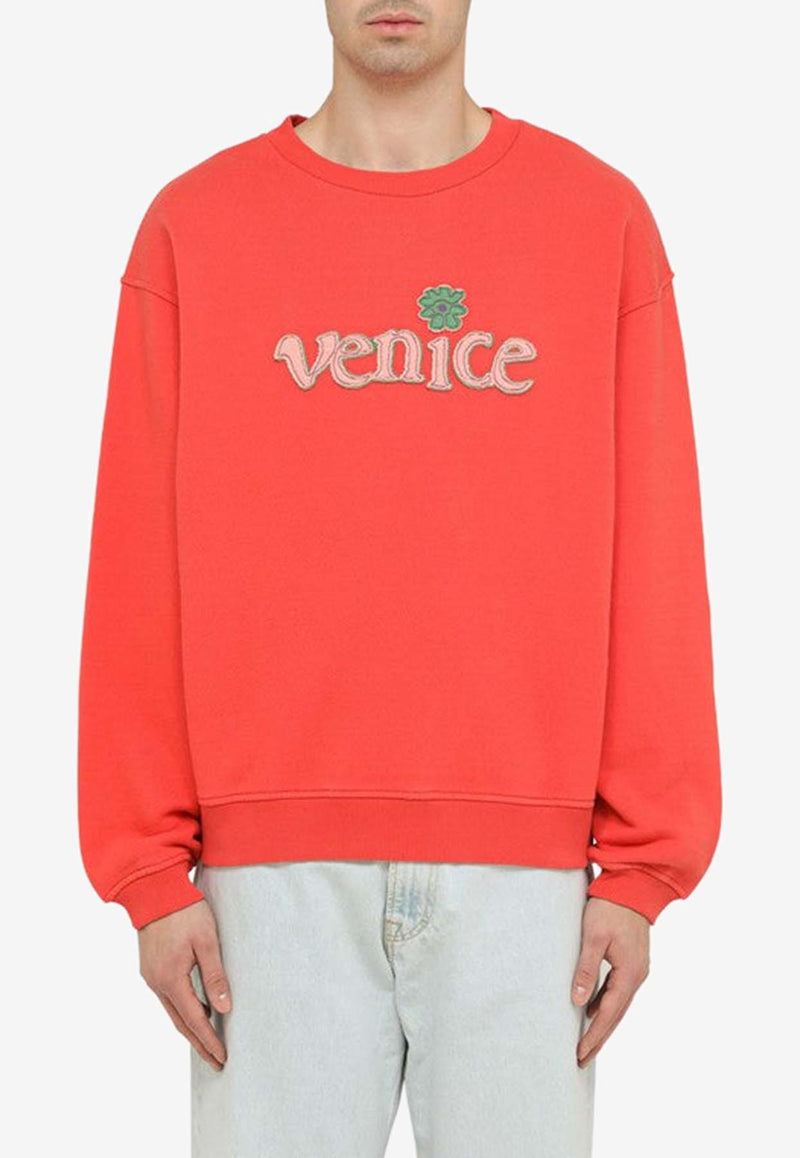 Erl Vince Crewneck Pullover Sweatshirt Orange