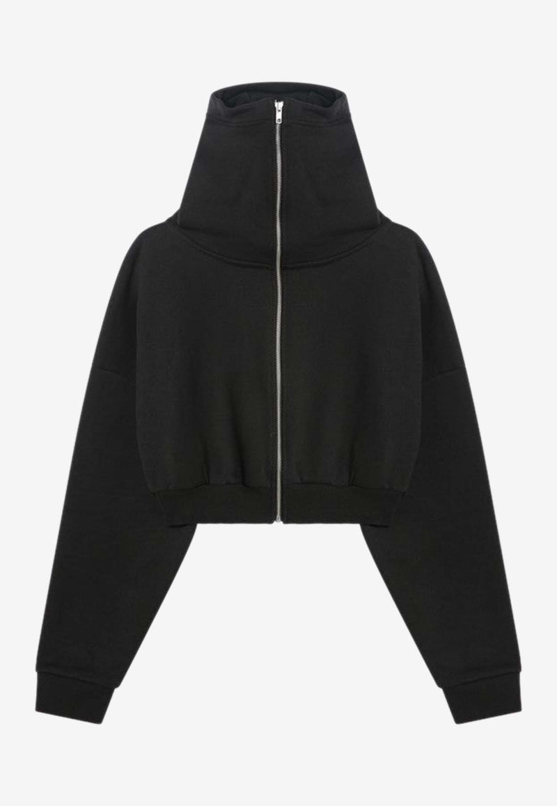 Entire Studios Cropped Zip-Up Hooded Sweatshirt Black ES2156CO/Q_ENTST-SO