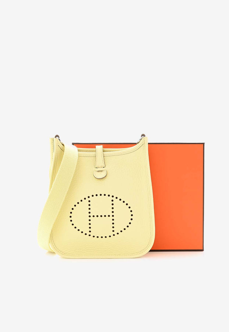 Hermès Mini Evelyne 16 in Jaune Milton Clemence Leather with Palladium Hardware