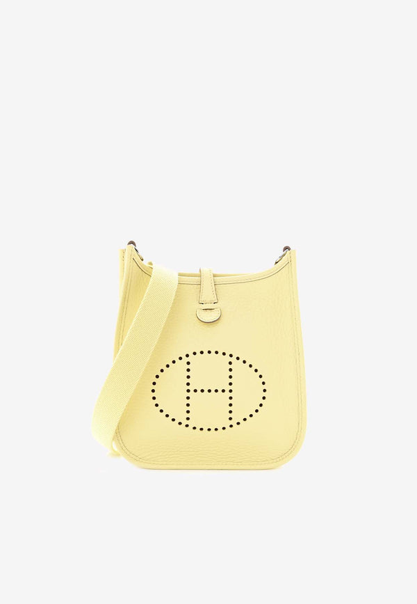 Hermès Mini Evelyne 16 in Jaune Milton Clemence Leather with Palladium Hardware