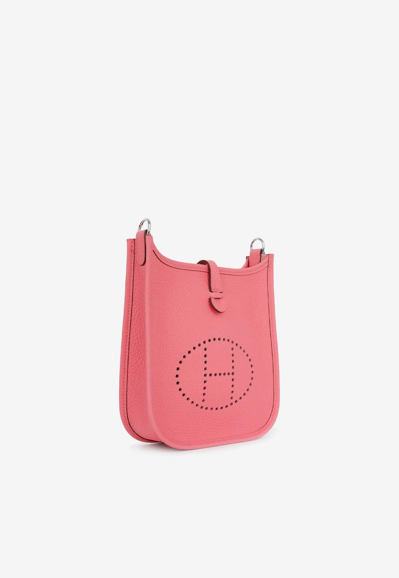 Hermès Mini Evelyne 16 in Rose Azalee Clemence Leather with Palladium Hardware