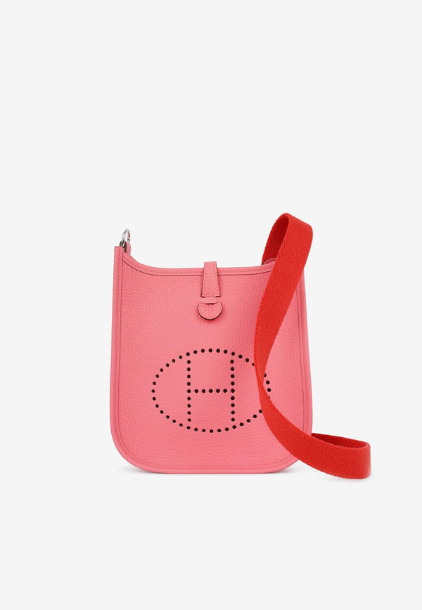 Hermès Mini Evelyne 16 in Rose Azalee Clemence Leather with Palladium Hardware