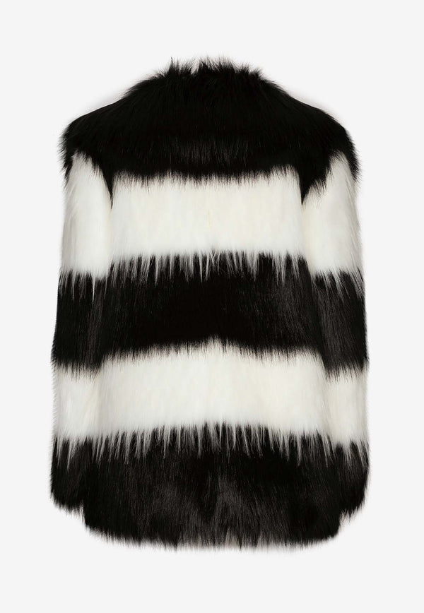 Dolce 
Gabbana Striped Faux Fur Coat F0E1LF GDCF3 S9000 Monochrome