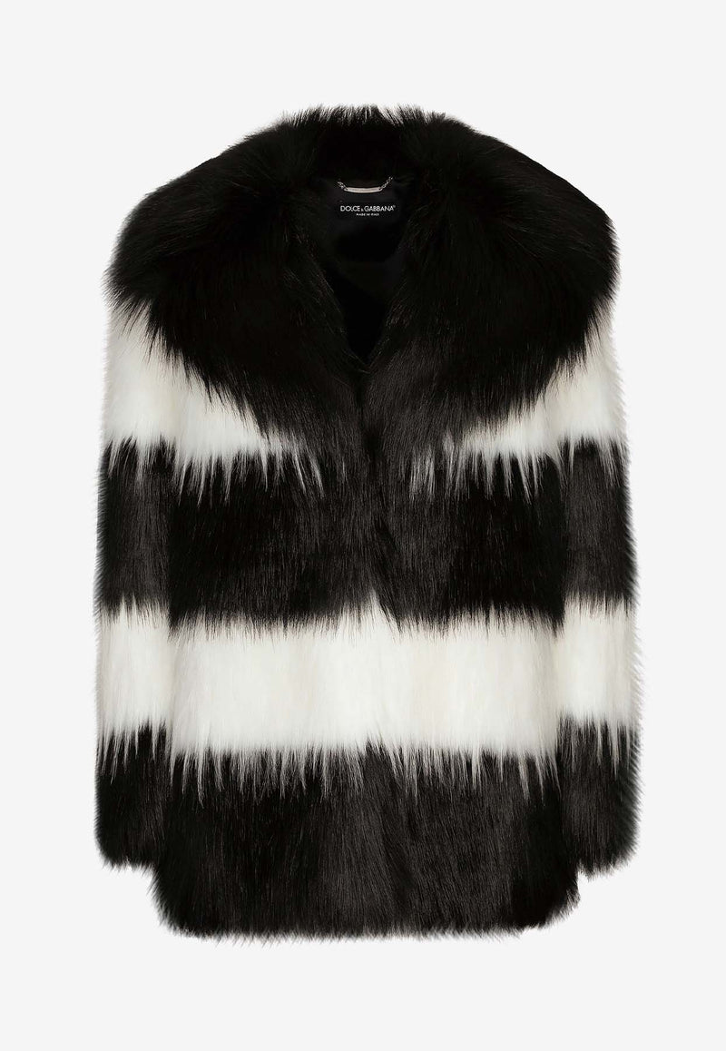 Dolce 
Gabbana Striped Faux Fur Coat F0E1LF GDCF3 S9000 Monochrome