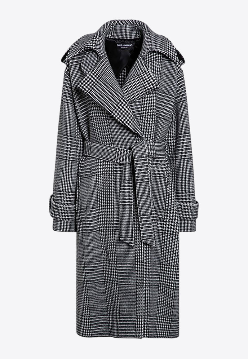 Dolce 
Gabbana Houndstooth Wool Trench Coat  Gray F0E2DTFQMKH/P_DOLCE-S8100