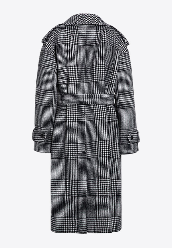 Dolce 
Gabbana Houndstooth Wool Trench Coat  Gray F0E2DTFQMKH/P_DOLCE-S8100