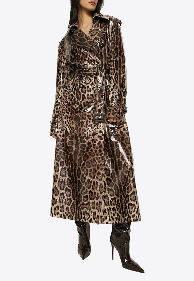 Dolce 
Gabbana Leopard Print Coated Trench Coat Brown F0V9HT FSSKF HY13M