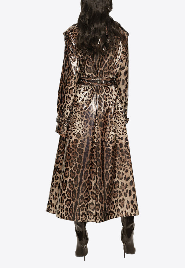 Dolce 
Gabbana Leopard Print Coated Trench Coat Brown F0V9HT FSSKF HY13M