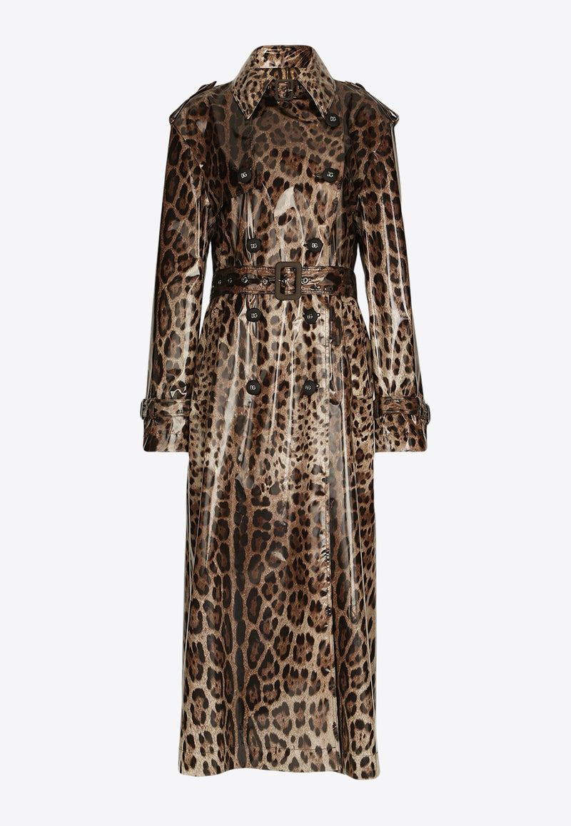 Dolce 
Gabbana Leopard Print Coated Trench Coat Brown F0V9HT FSSKF HY13M