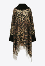 Dolce 
Gabbana Leopard Print Wool Cashmere Fringed Poncho Brown F0W0BT GDBW2 HA93M