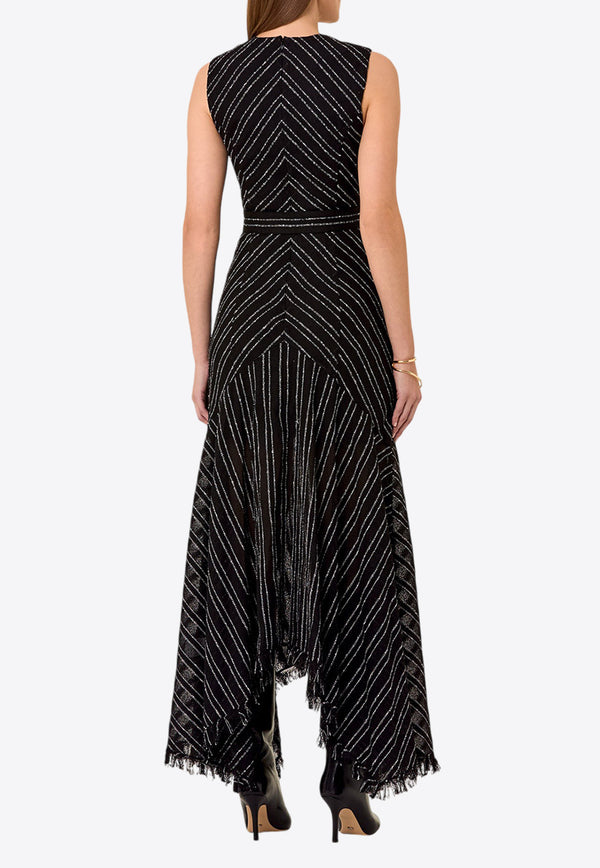 NICHOLAS Gian Asymmetric Lurex Striped Maxi Dress Black F24D2573PBBLACK MULTI