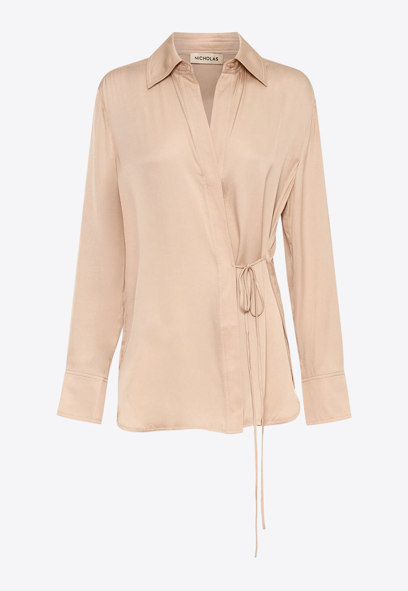 NICHOLAS Lara Long-Sleeved Wrap Shirt Beige F24T1816VSBEIGE